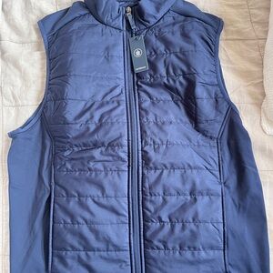 Turtleson Blue Quilted Vest with High Collar and Fitted Silhouette